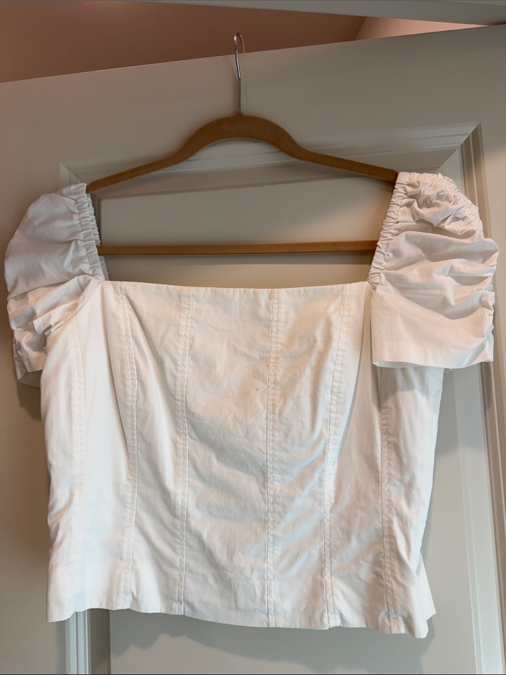 Gianni Bini White Square-Neck Puff Sleeve Top